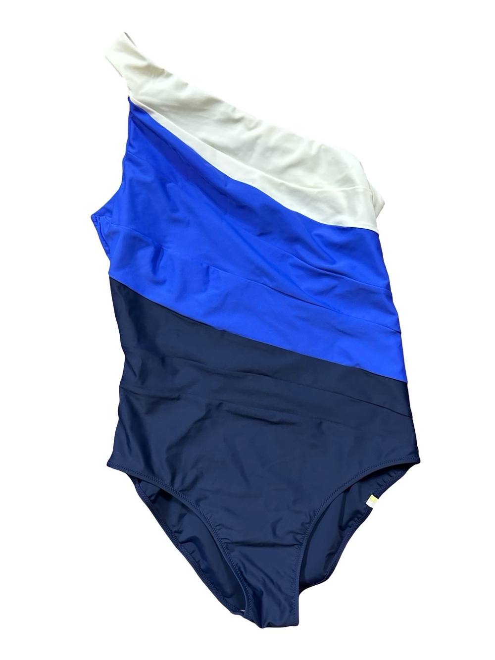 SUMMERSALT Sidestroke One Shoulder One Piece Swimsuit SZ 10 Blue Stripe - Picture 2 of 6